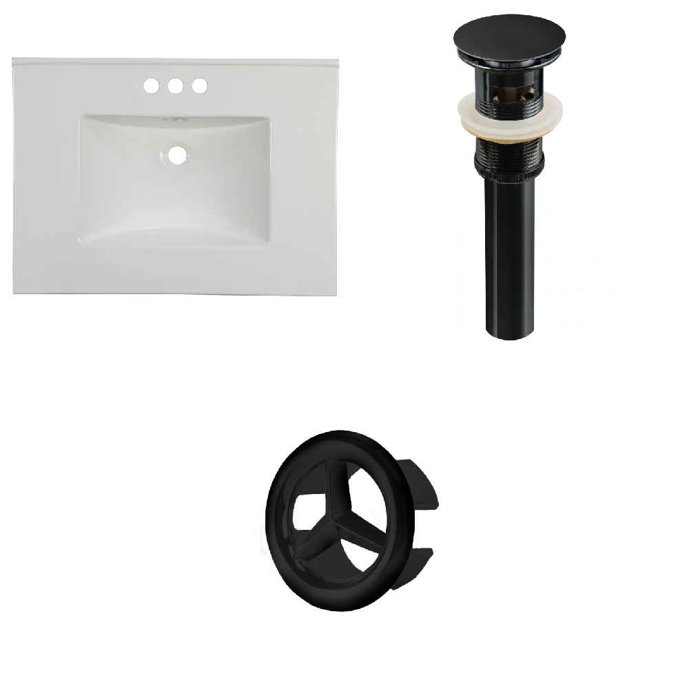 30.75-in. W 3H4-in. Ceramic Top Set In White Color - Overflow Drain Incl.