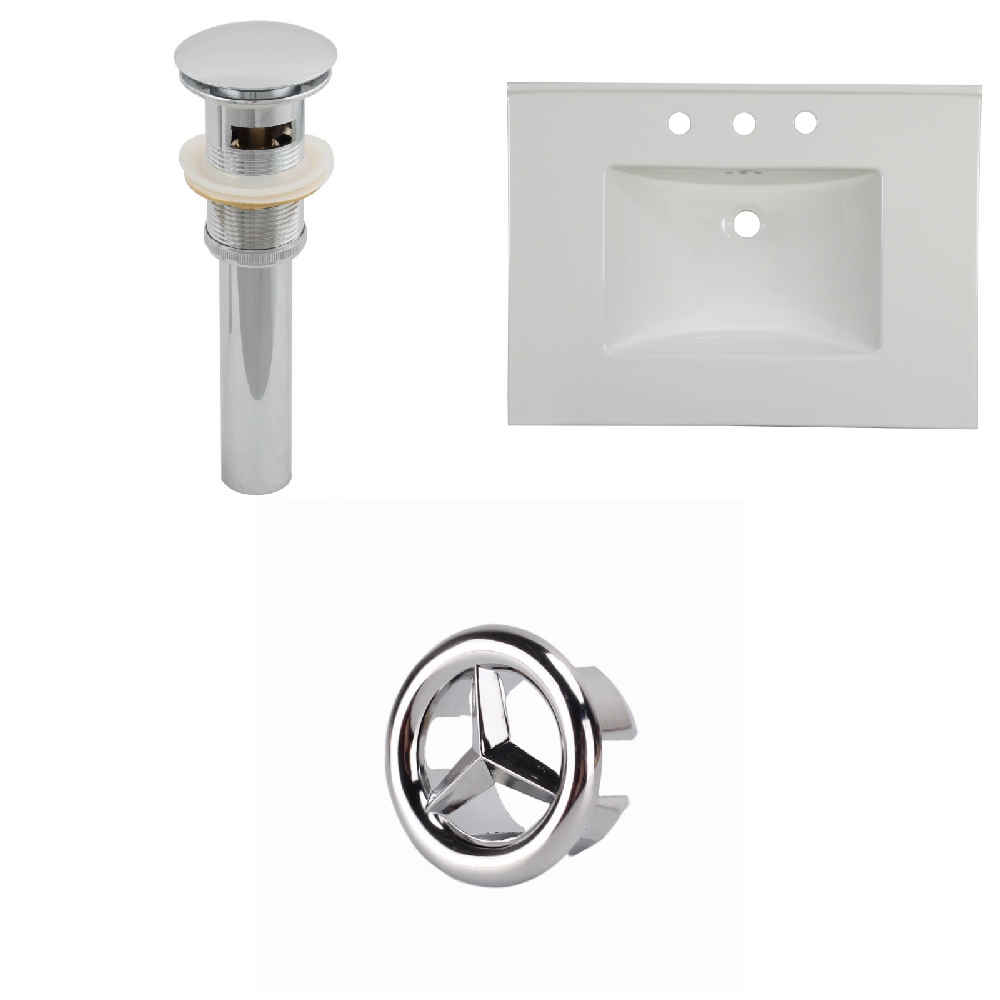 30.75-in. W 3H8-in. Ceramic Top Set In White Color - Overflow Drain Incl.
