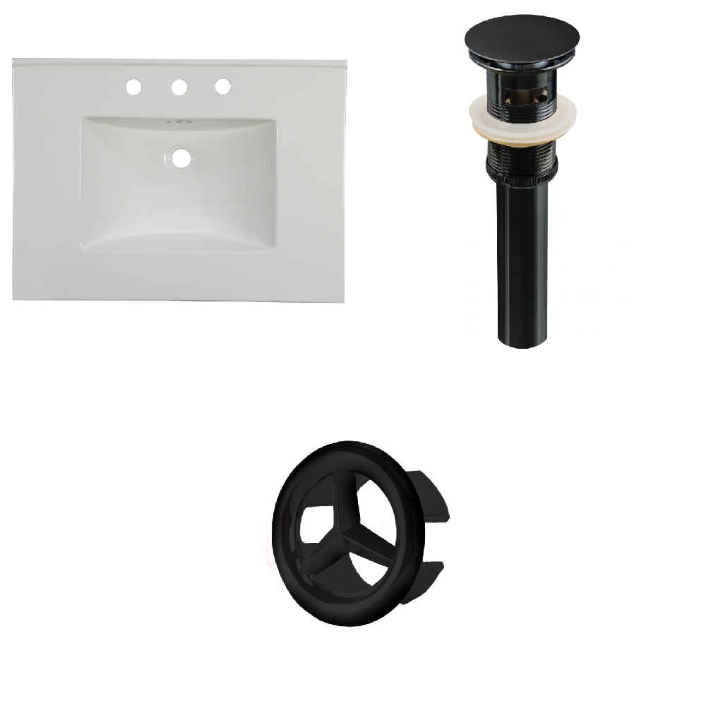 30.75-in. W 3H8-in. Ceramic Top Set In White Color - Overflow Drain Incl.