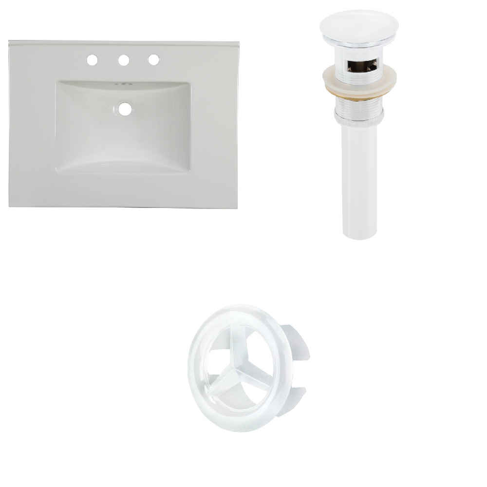 30.75-in. W 3H8-in. Ceramic Top Set In White Color - Overflow Drain Incl.