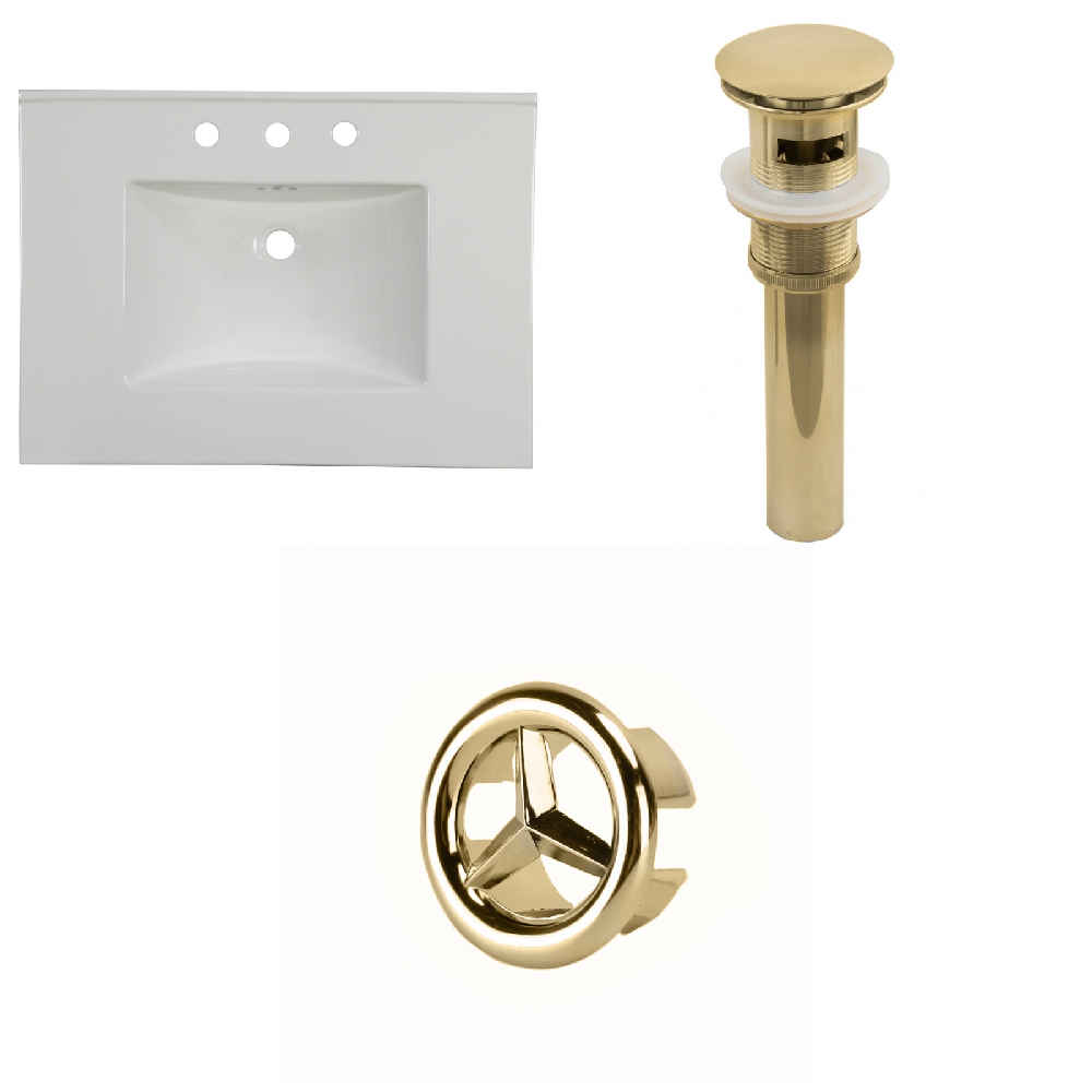 30.75-in. W 3H8-in. Ceramic Top Set In White Color - Overflow Drain Incl.