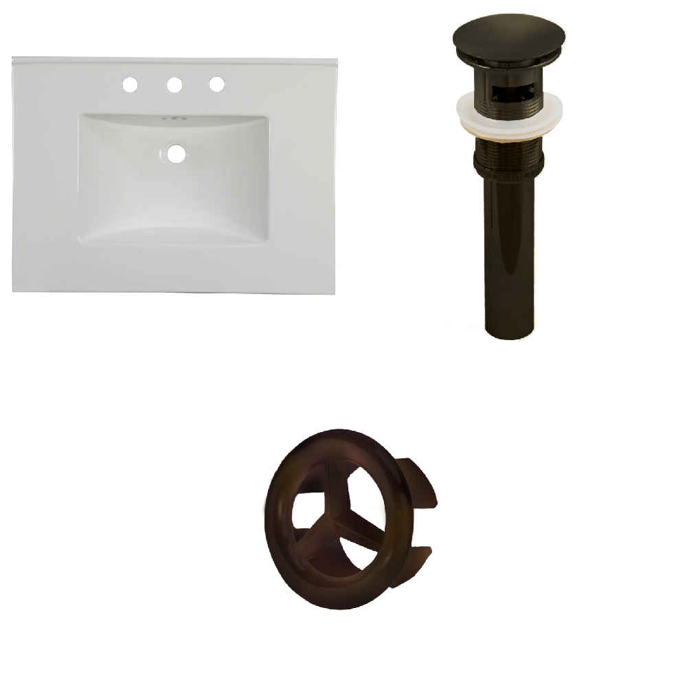 30.75-in. W 3H8-in. Ceramic Top Set In White Color - Overflow Drain Incl.