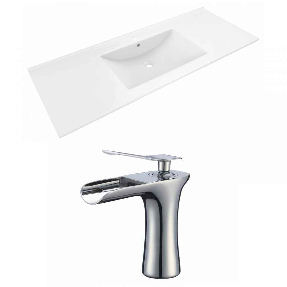 48-in. W 1 Hole Ceramic Top Set In White Color