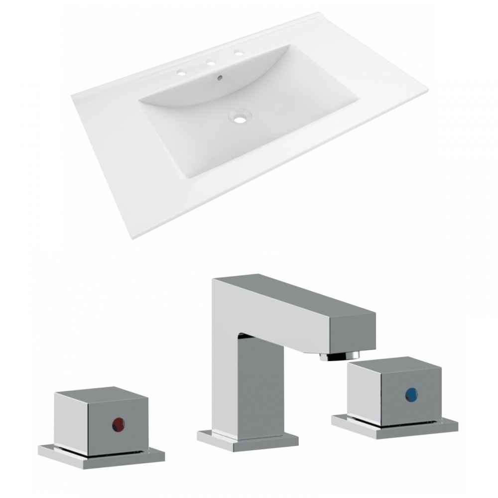 35.5-in. W 3H8-in. Ceramic Top Set In White Color