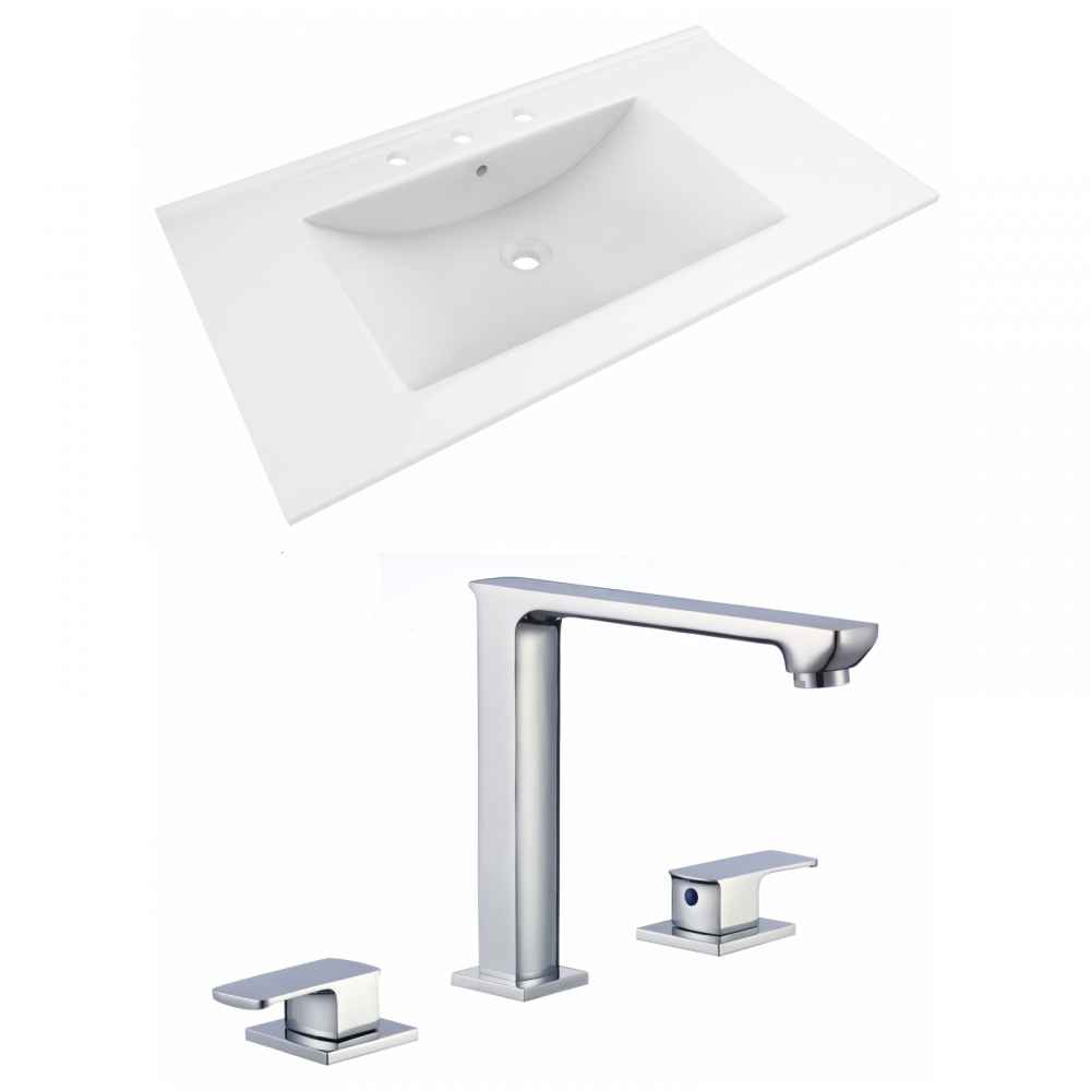 35.5-in. W 3H8-in. Ceramic Top Set In White Color
