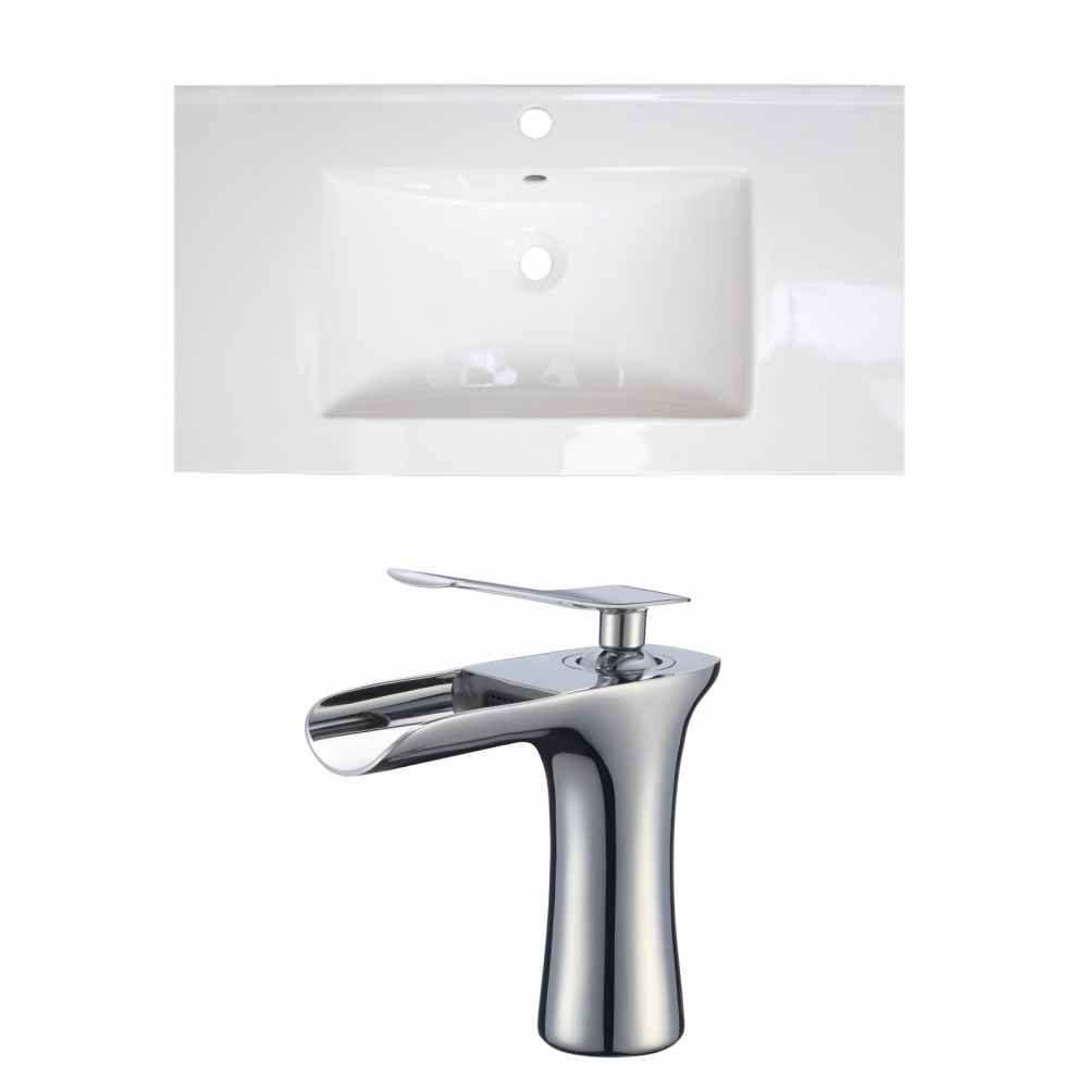 32-in. W 1 Hole Ceramic Top Set In White Color