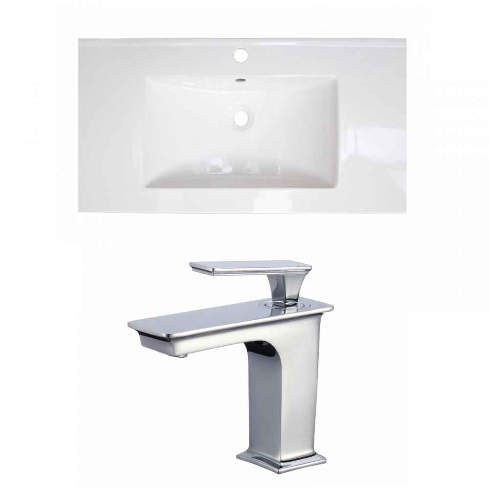 32-in. W 1 Hole Ceramic Top Set In White Color