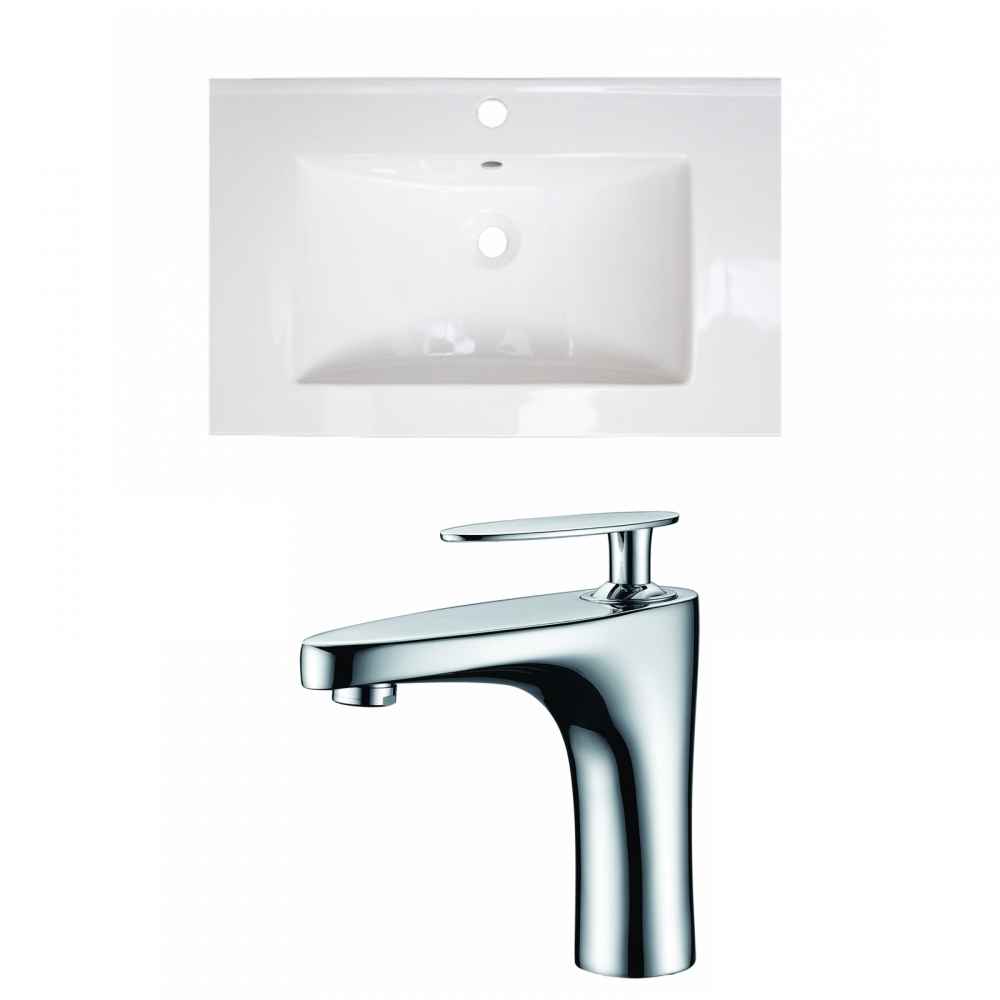 24.25-in. W 1 Hole Ceramic Top Set In White Color