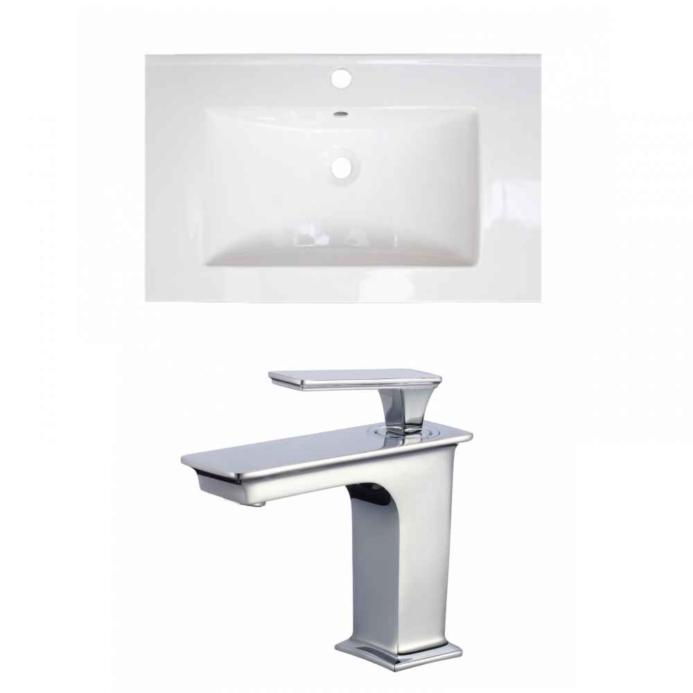 24.25-in. W 1 Hole Ceramic Top Set In White Color