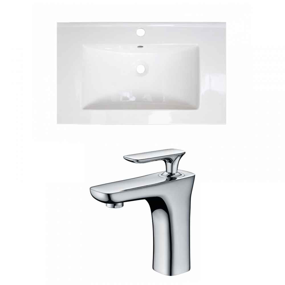 32-in. W 1 Hole Ceramic Top Set In White Color