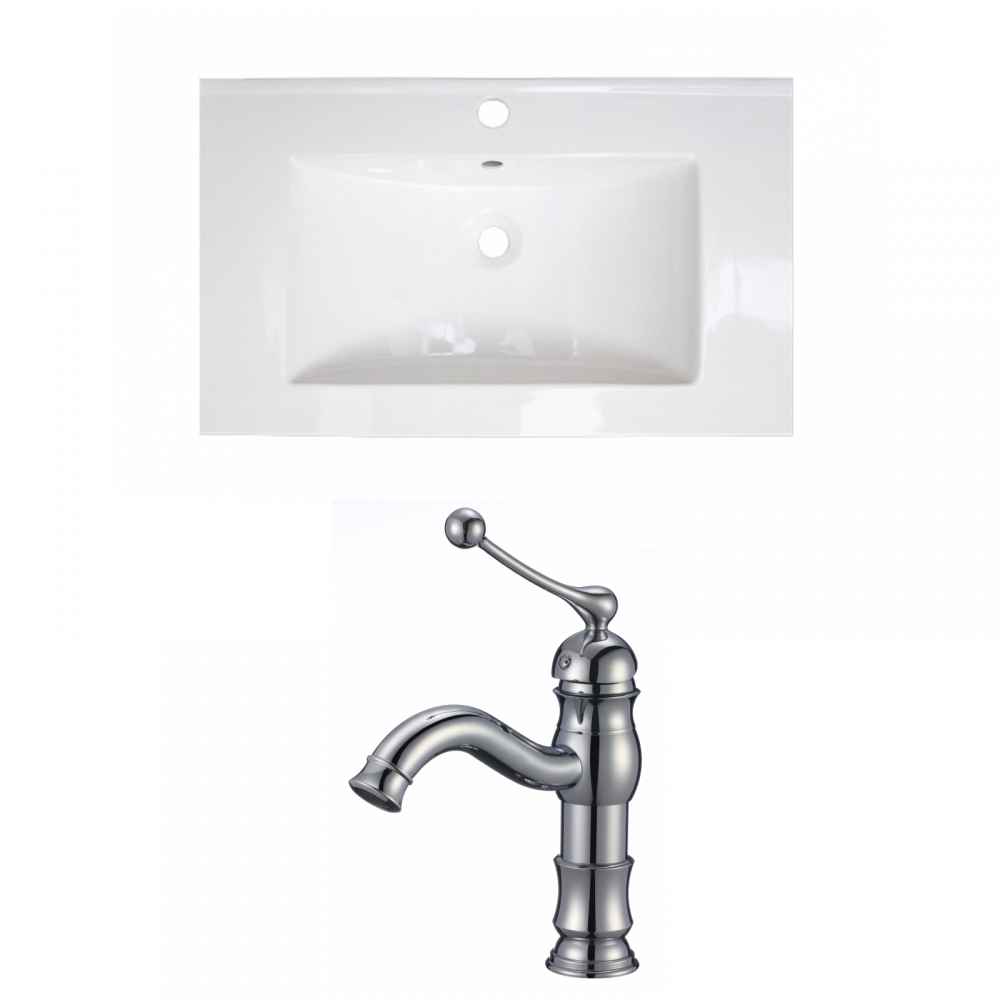 32-in. W 1 Hole Ceramic Top Set In White Color