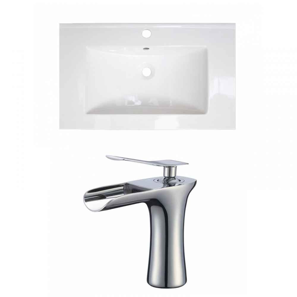 32-in. W 1 Hole Ceramic Top Set In White Color