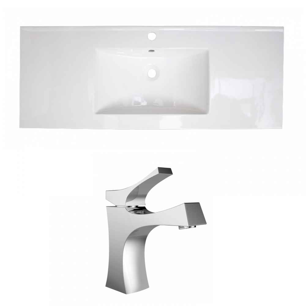 48-in. W 1 Hole Ceramic Top Set In White Color