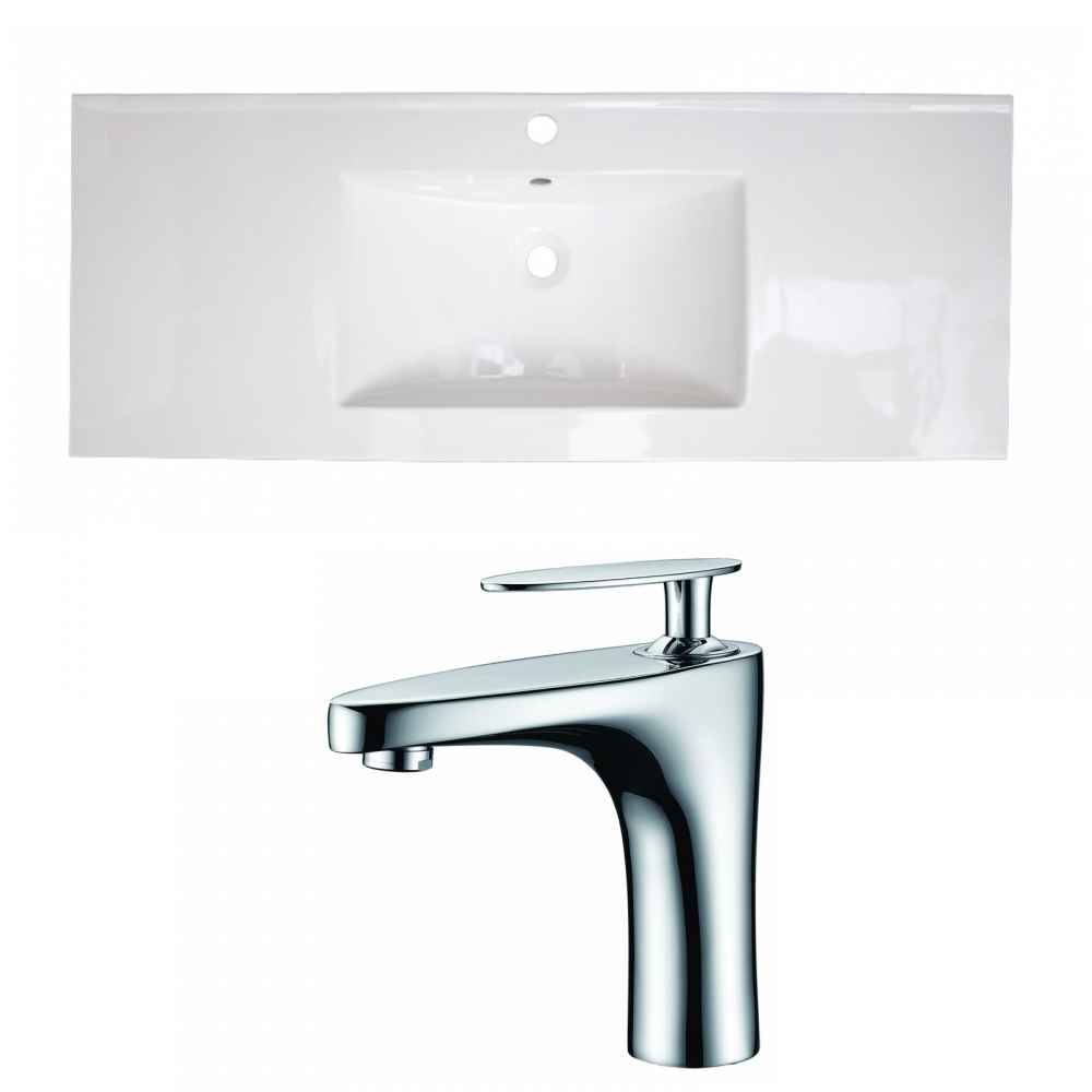48-in. W 1 Hole Ceramic Top Set In White Color