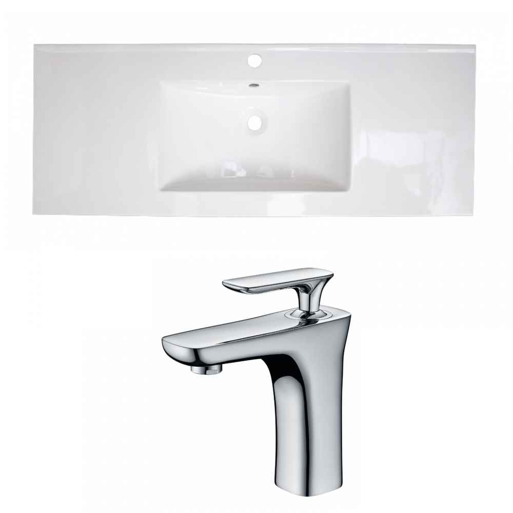 48-in. W 1 Hole Ceramic Top Set In White Color