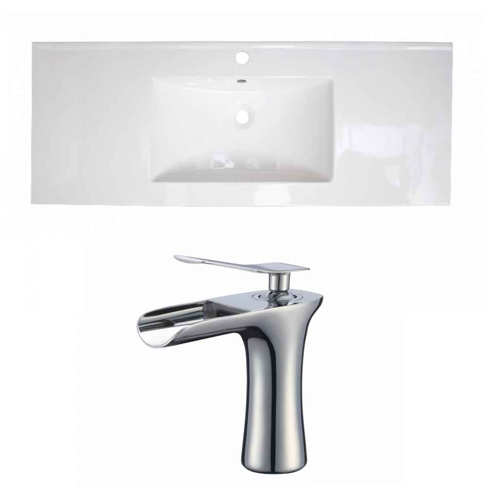 48-in. W 1 Hole Ceramic Top Set In White Color