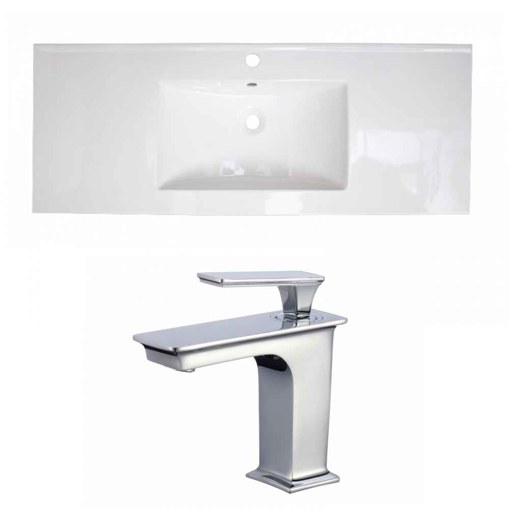 48-in. W 1 Hole Ceramic Top Set In White Color