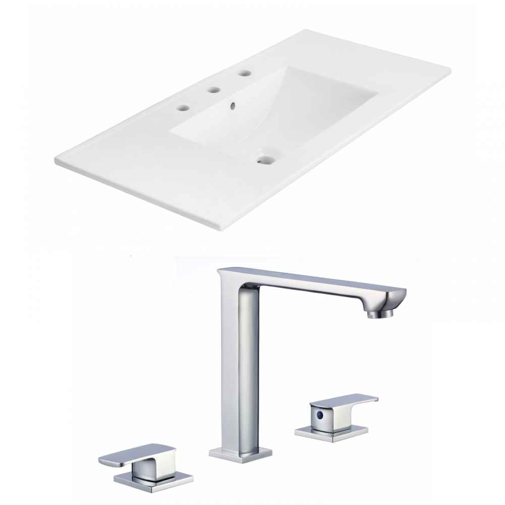 35.5-in. W 3H8-in. Ceramic Top Set In White Color