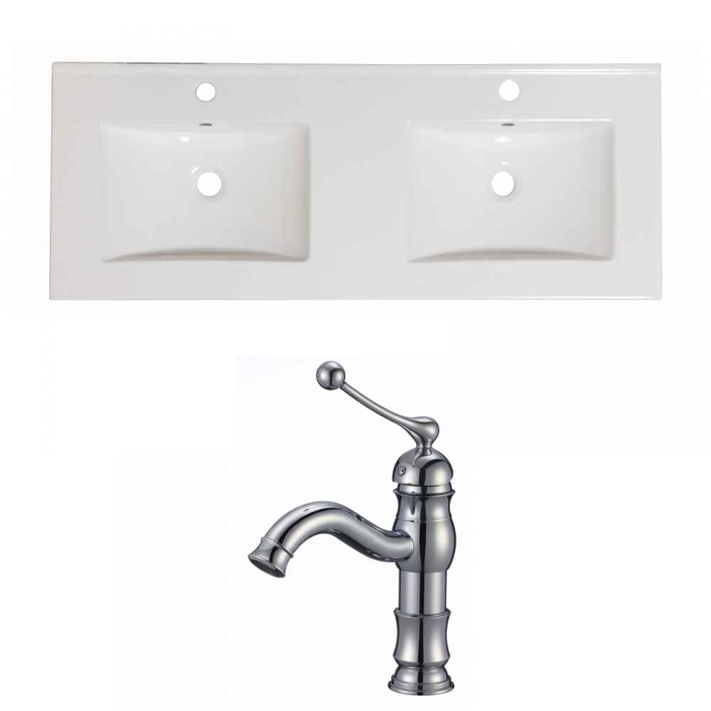 59-in. W 1 Hole Ceramic Top Set In White Color