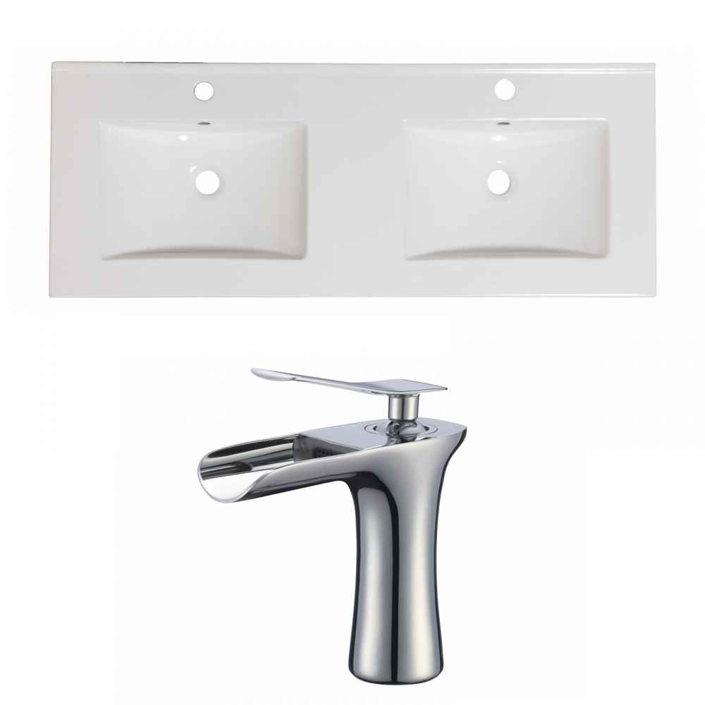 59-in. W 1 Hole Ceramic Top Set In White Color