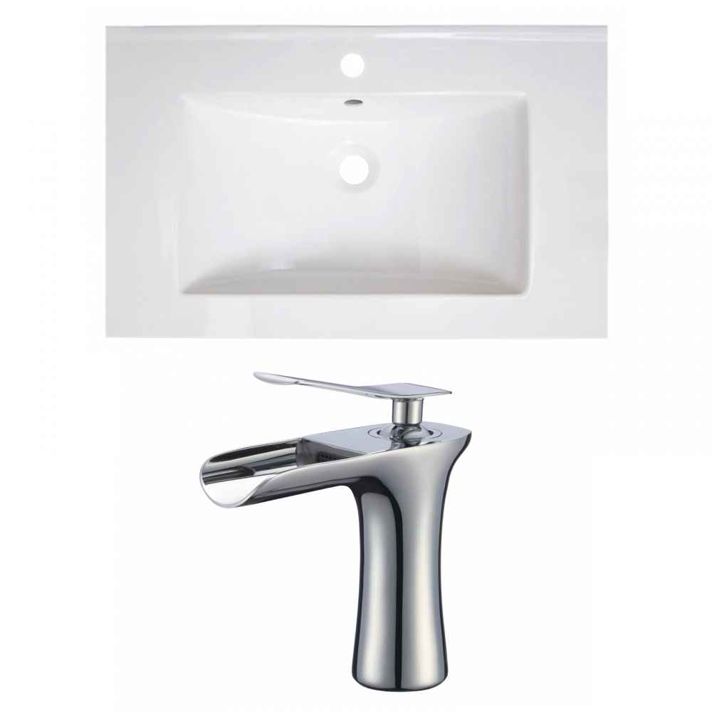 30-in. W 1 Hole Ceramic Top Set In White Color