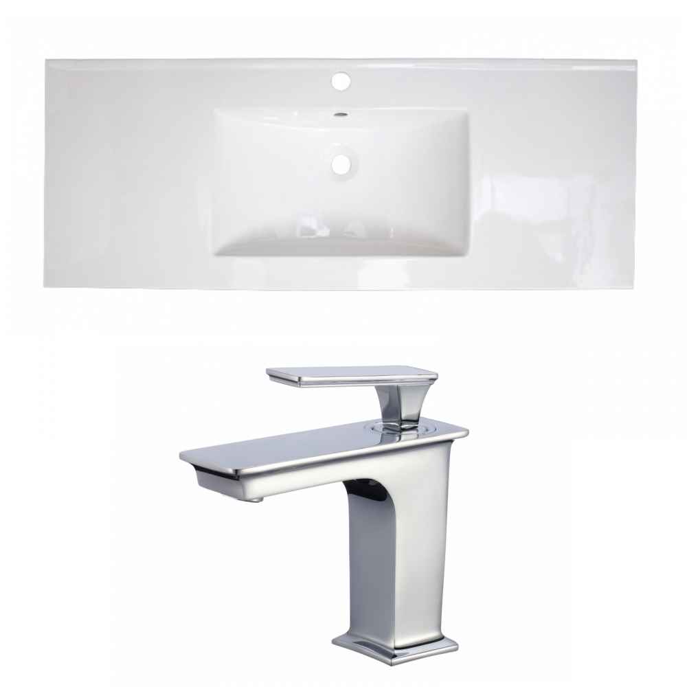39.75-in. W 1 Hole Ceramic Top Set In White Color