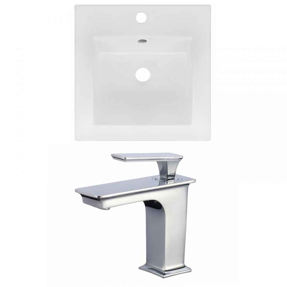 16.5-in. W 1 Hole Ceramic Top Set In White Color