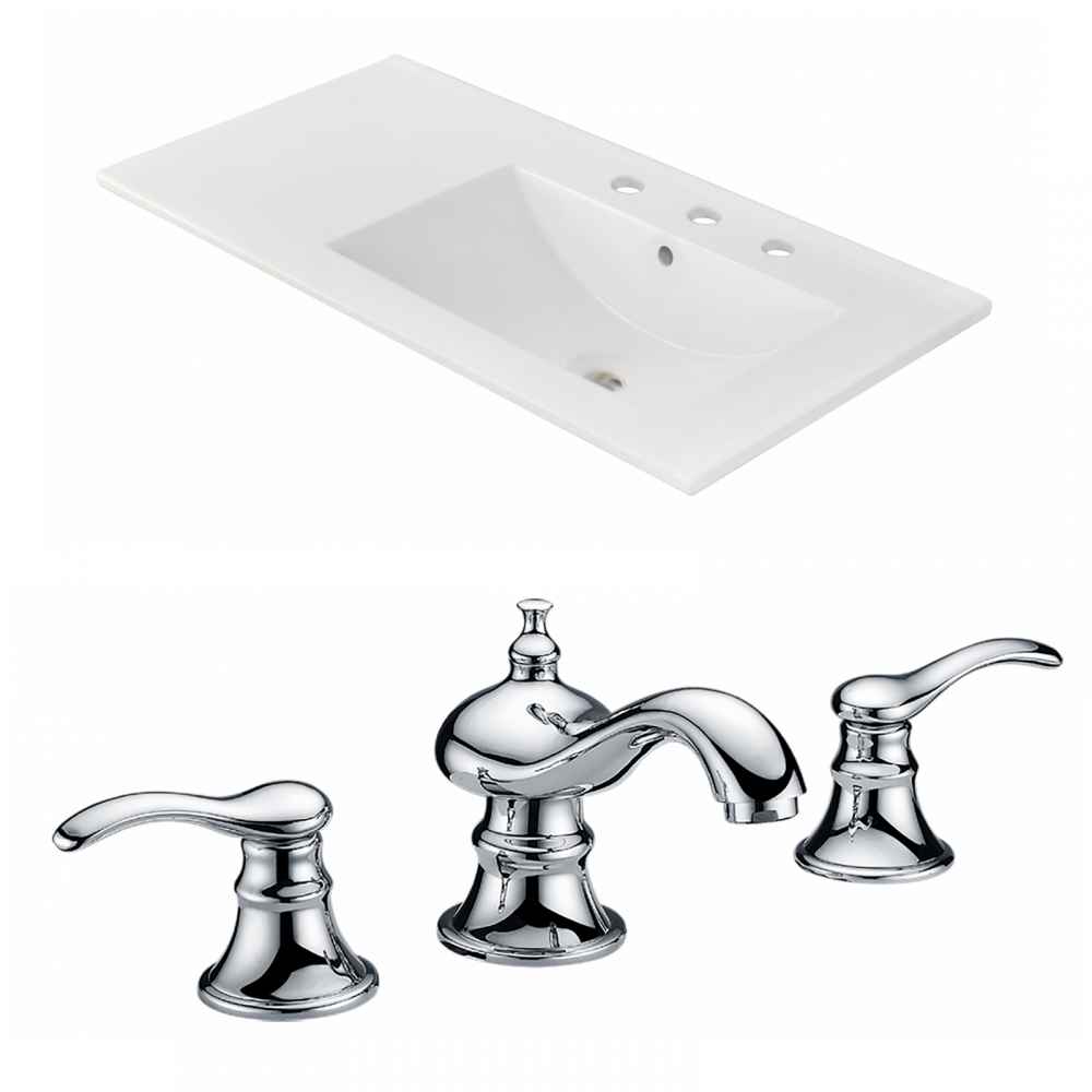 35.5-in. W 3H8-in. Ceramic Top Set In White Color