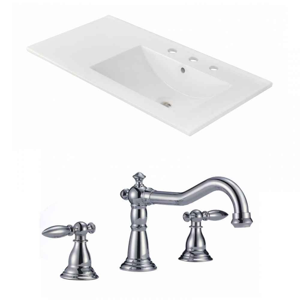 35.5-in. W 3H8-in. Ceramic Top Set In White Color