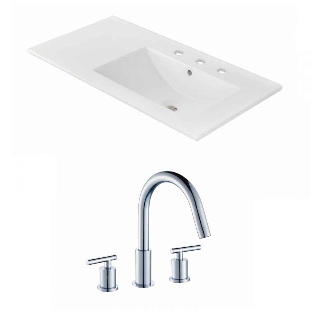35.5-in. W 3H8-in. Ceramic Top Set In White Color