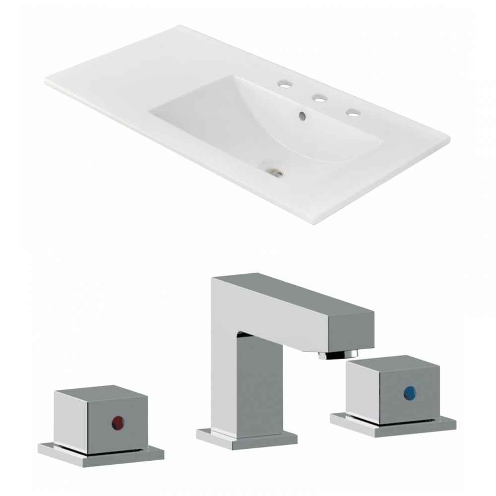 35.5-in. W 3H8-in. Ceramic Top Set In White Color