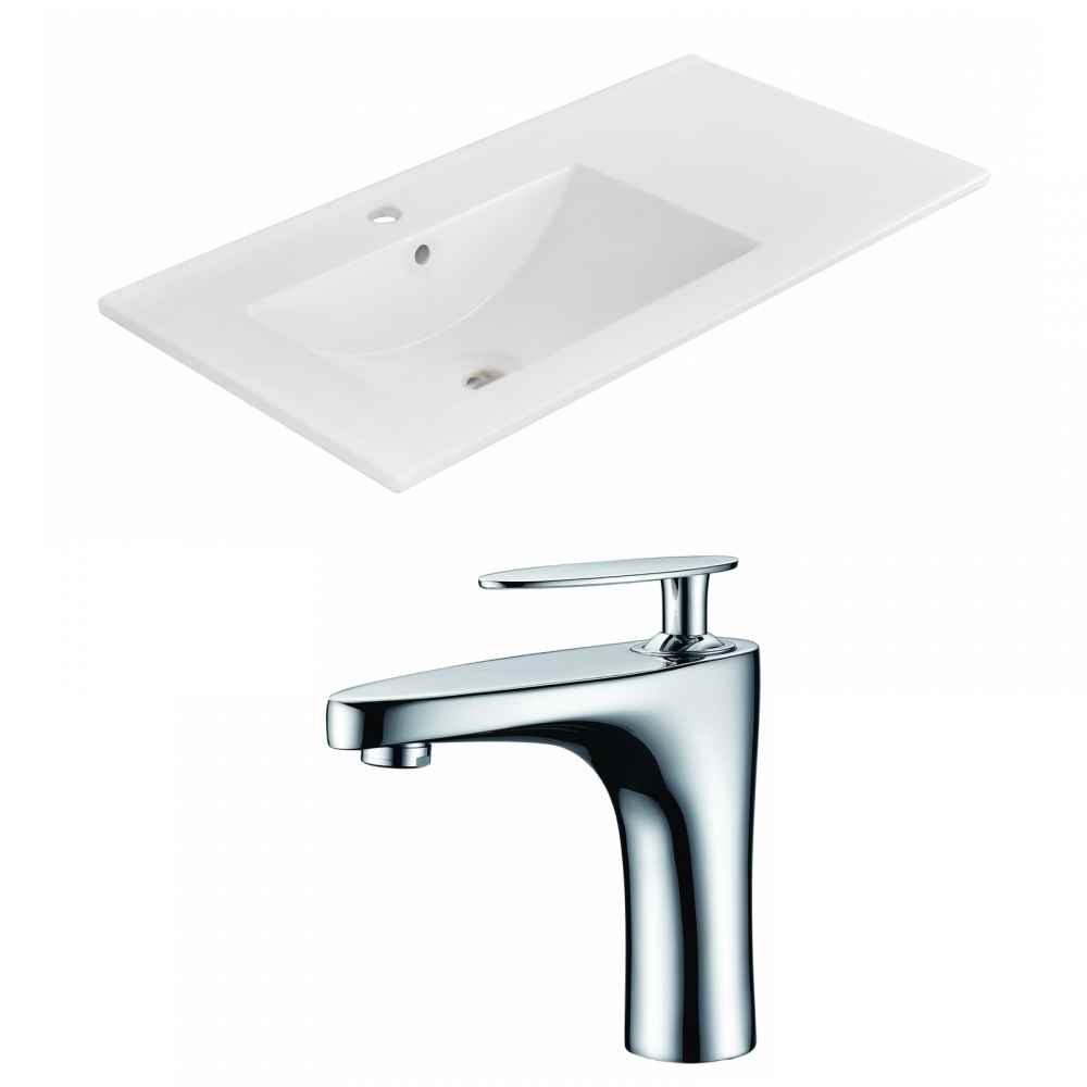 35.5-in. W 1 Hole Ceramic Top Set In White Color