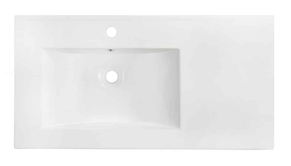 35.5-in. W 1 Hole Ceramic Top Set In White Color