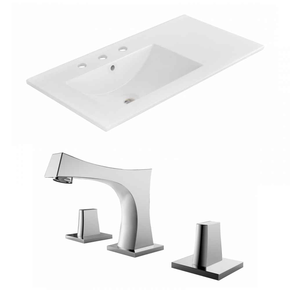 35.5-in. W 3H8-in. Ceramic Top Set In White Color