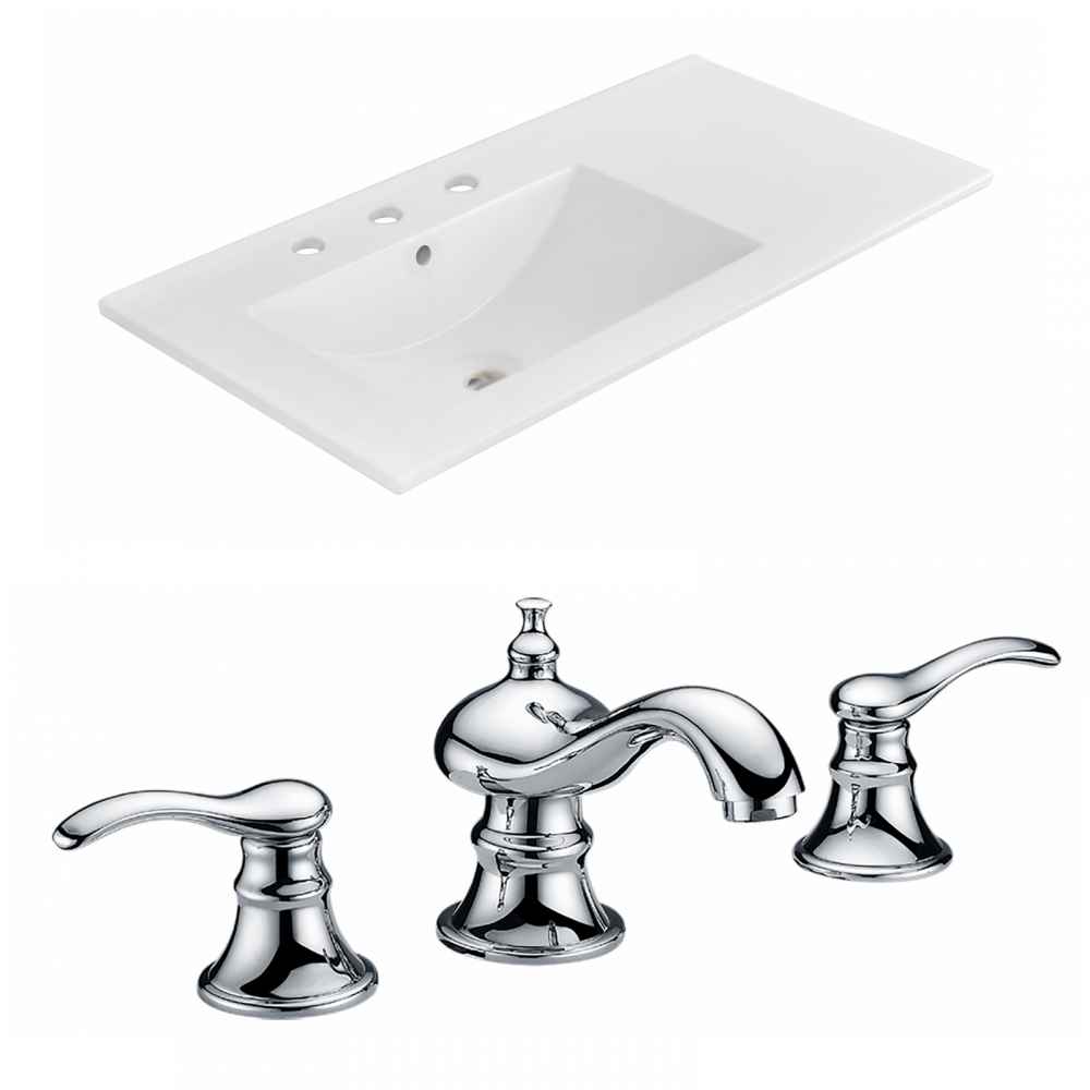 35.5-in. W 3H8-in. Ceramic Top Set In White Color