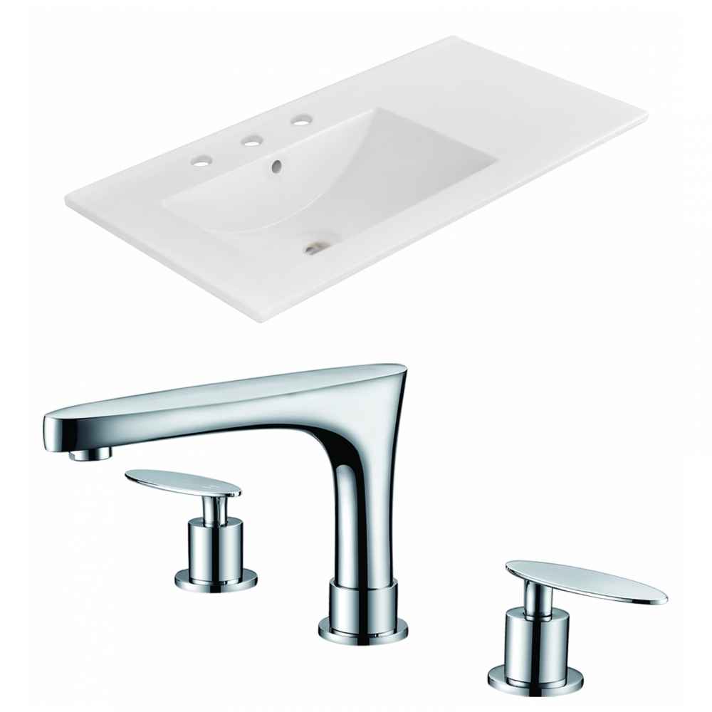 35.5-in. W 3H8-in. Ceramic Top Set In White Color
