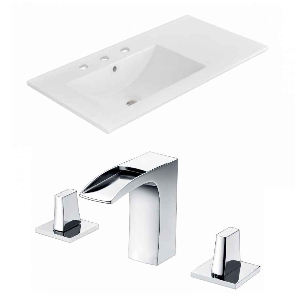 35.5-in. W 3H8-in. Ceramic Top Set In White Color