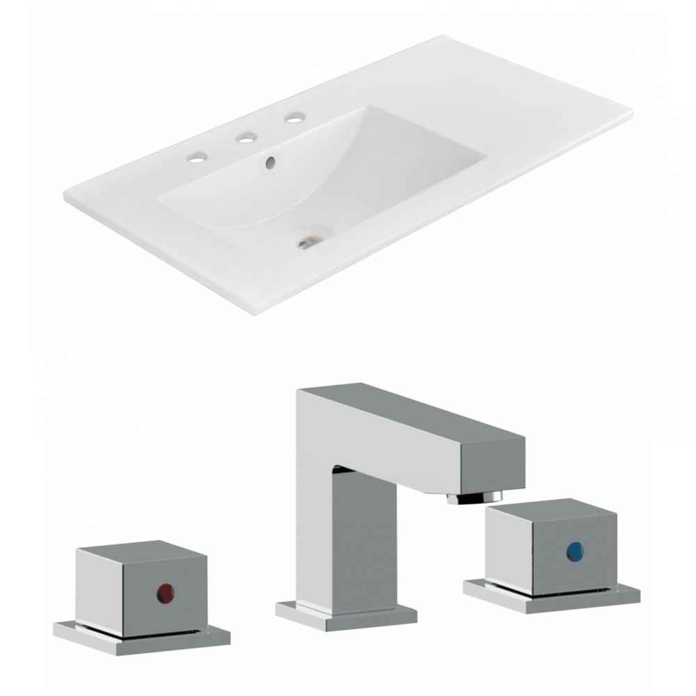 35.5-in. W 3H8-in. Ceramic Top Set In White Color