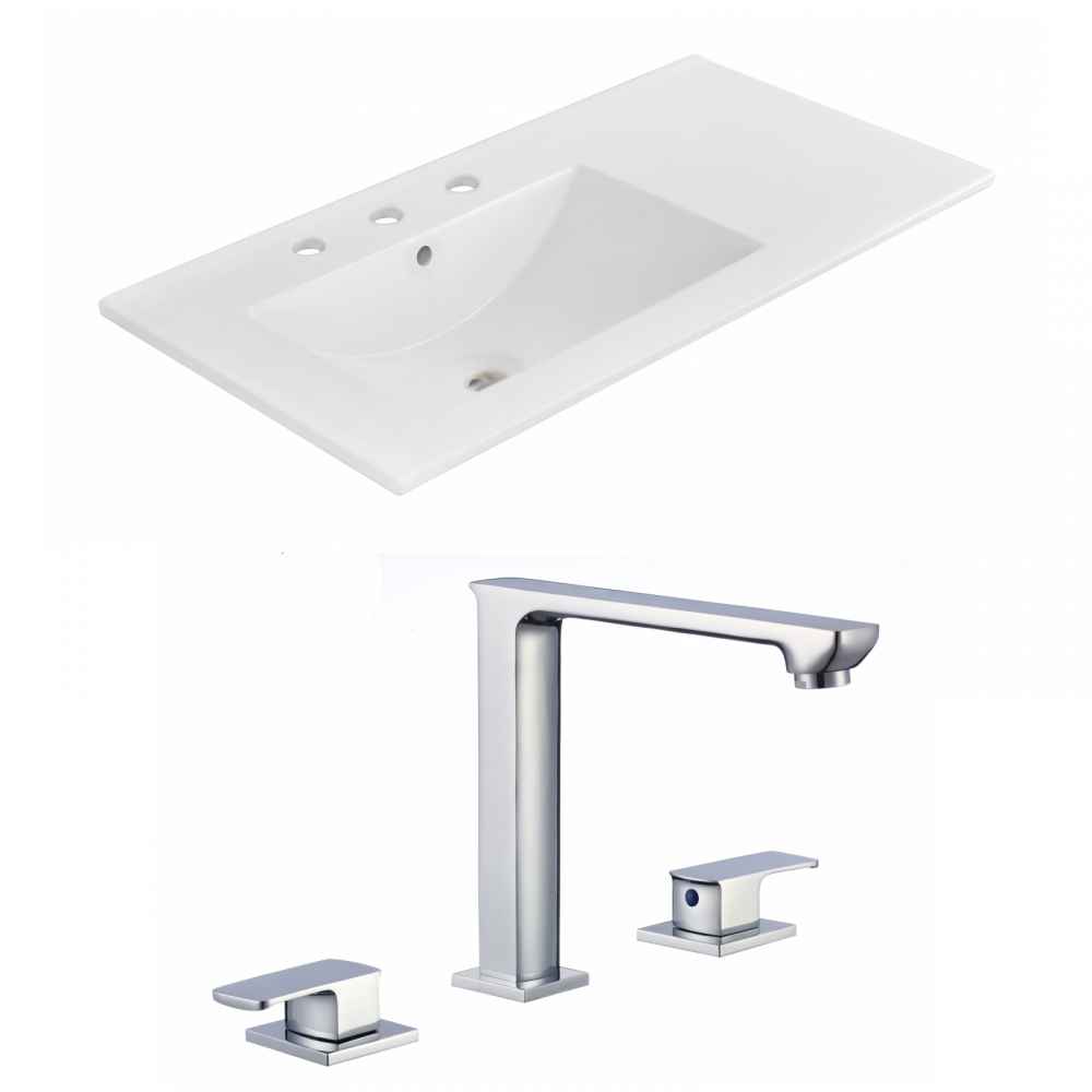 35.5-in. W 3H8-in. Ceramic Top Set In White Color
