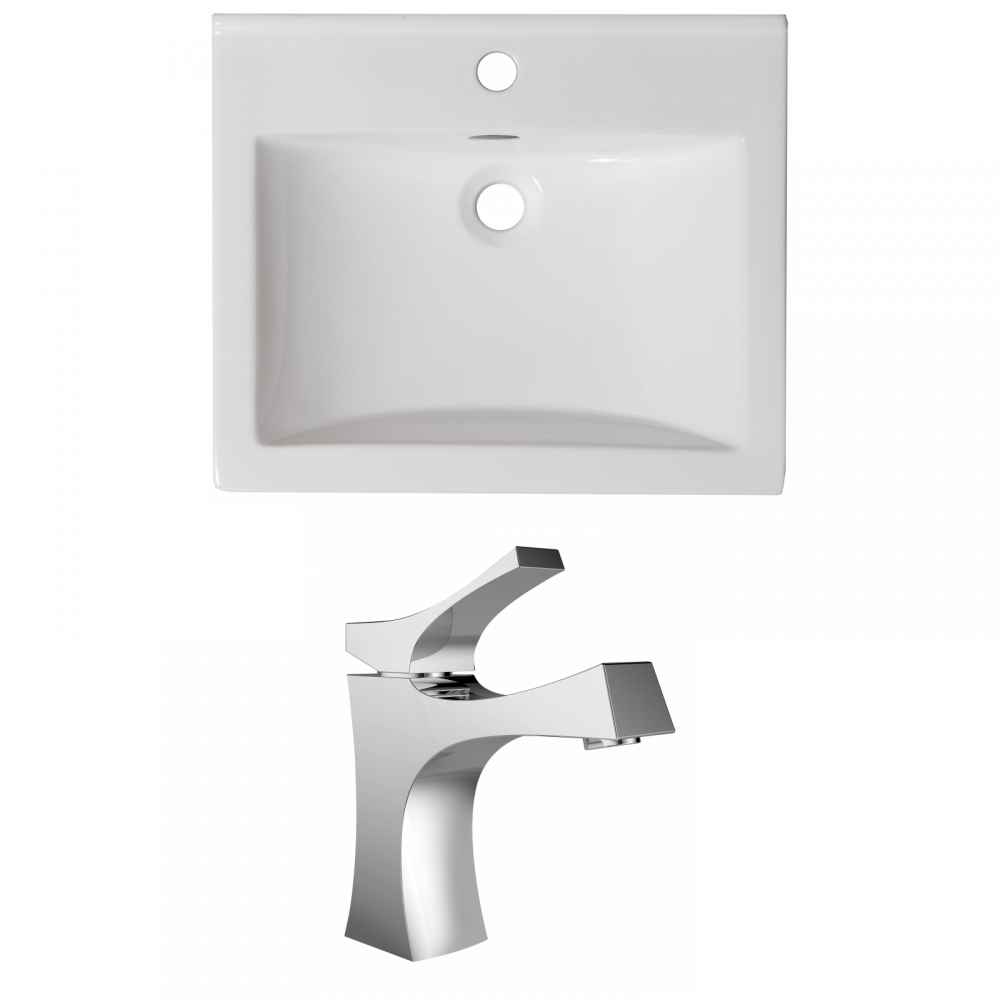 21-in. W 1 Hole Ceramic Top Set In White Color