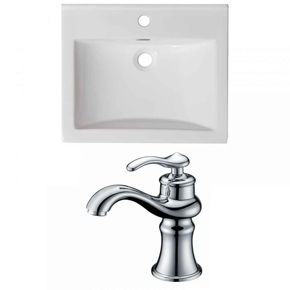 21-in. W 1 Hole Ceramic Top Set In White Color