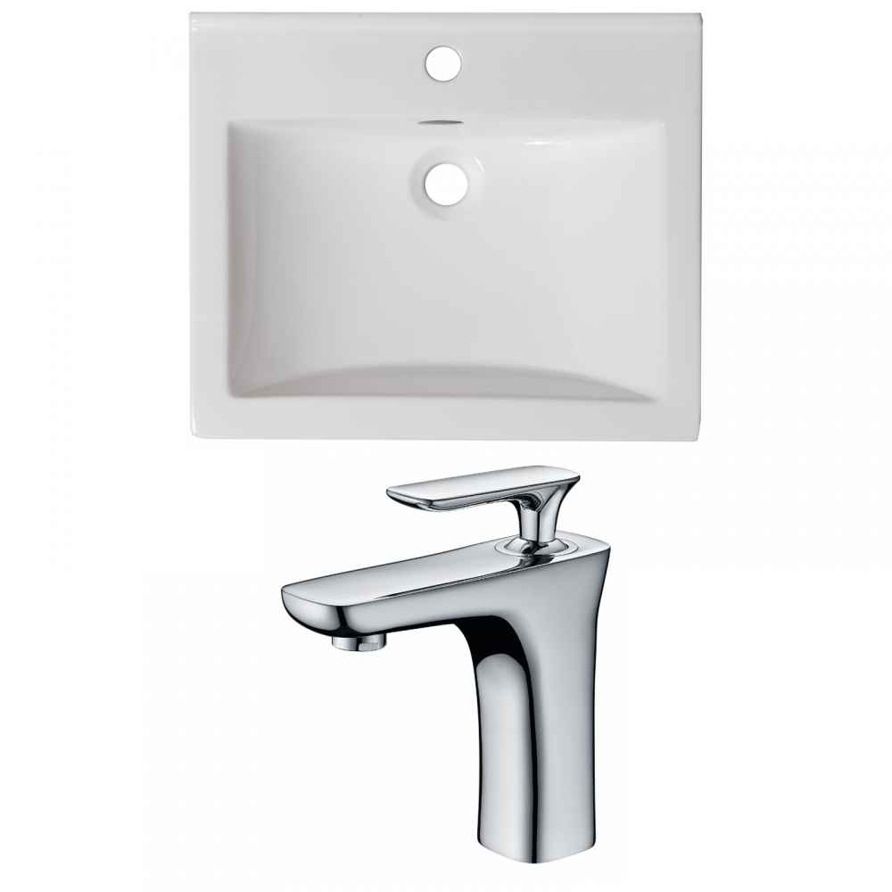 21-in. W 1 Hole Ceramic Top Set In White Color
