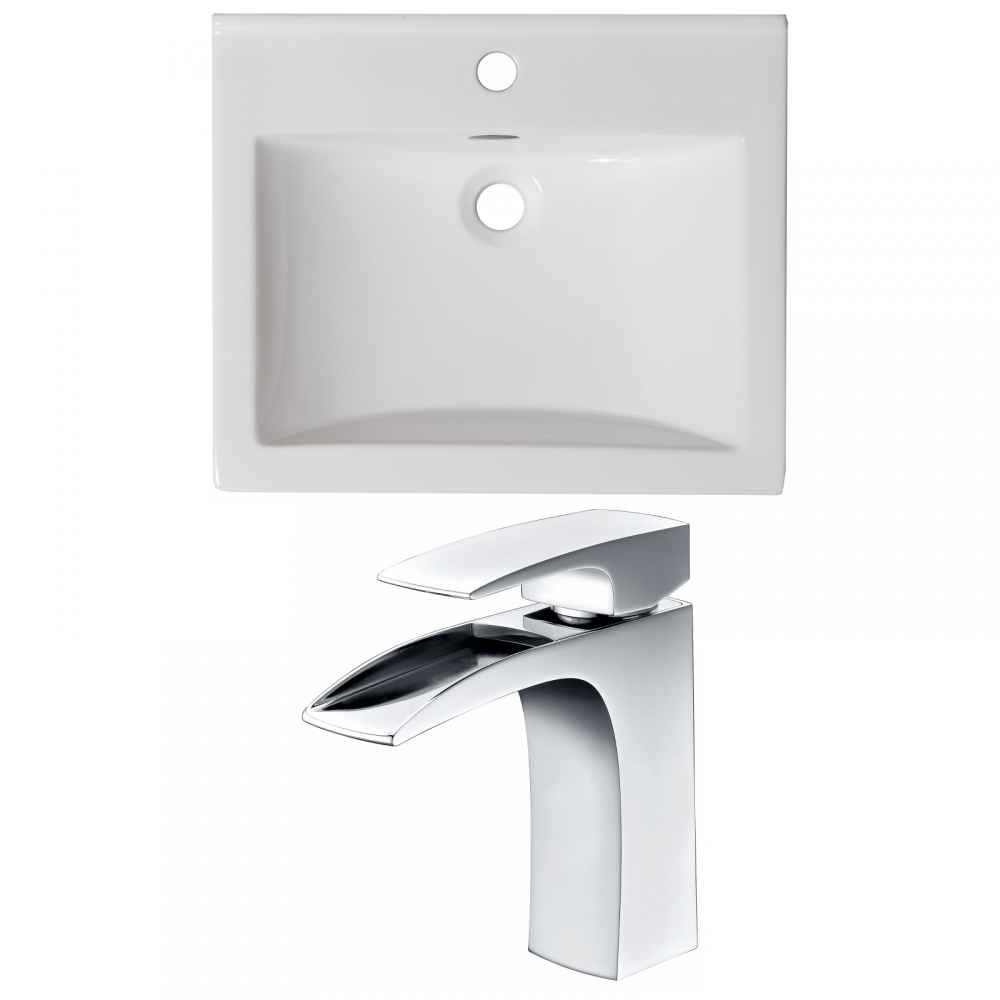21-in. W 1 Hole Ceramic Top Set In White Color