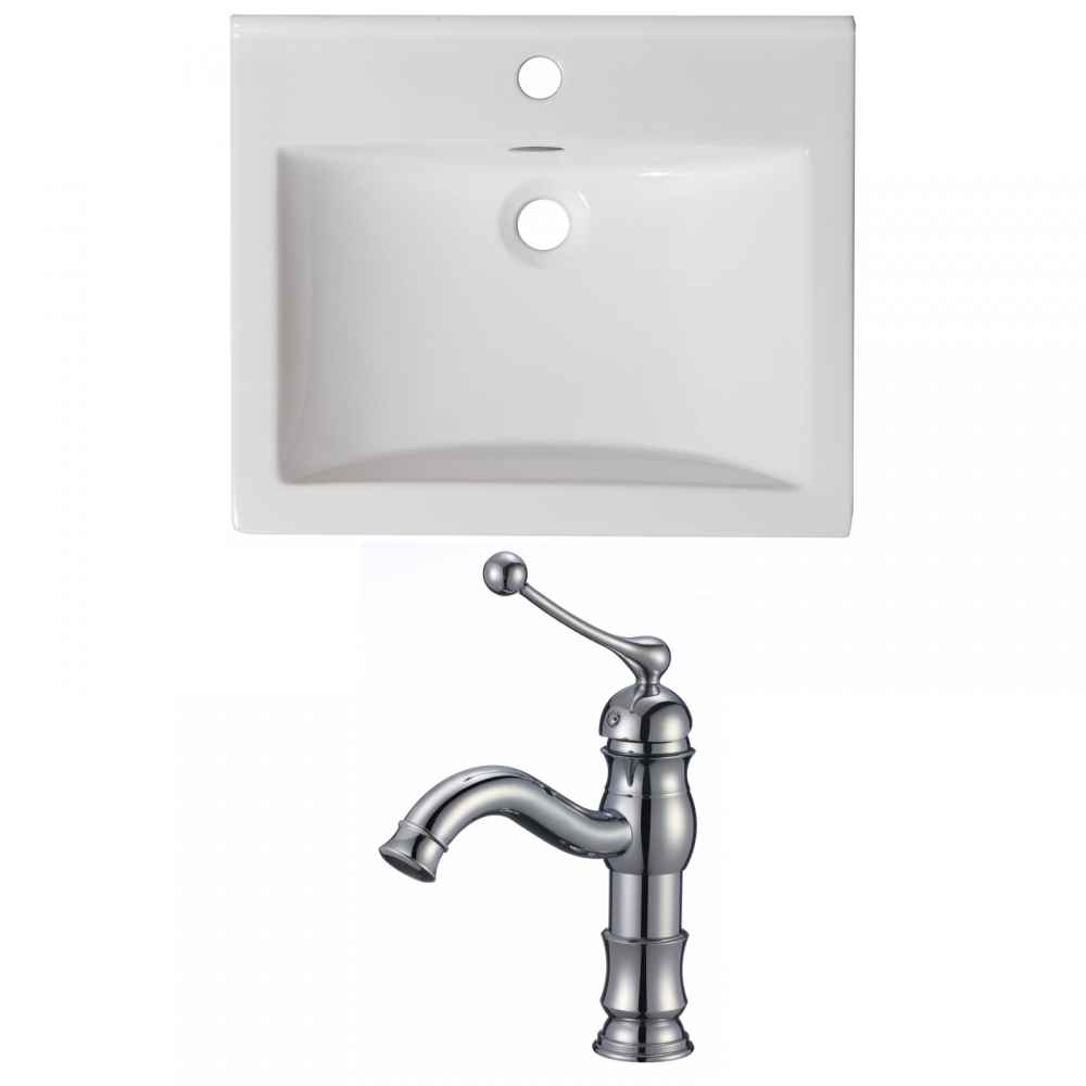 21-in. W 1 Hole Ceramic Top Set In White Color