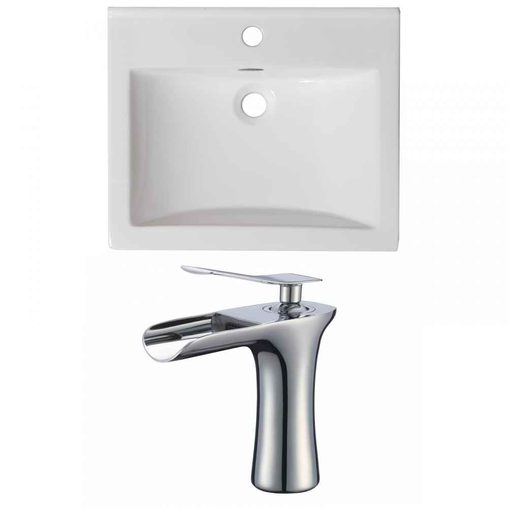 21-in. W 1 Hole Ceramic Top Set In White Color
