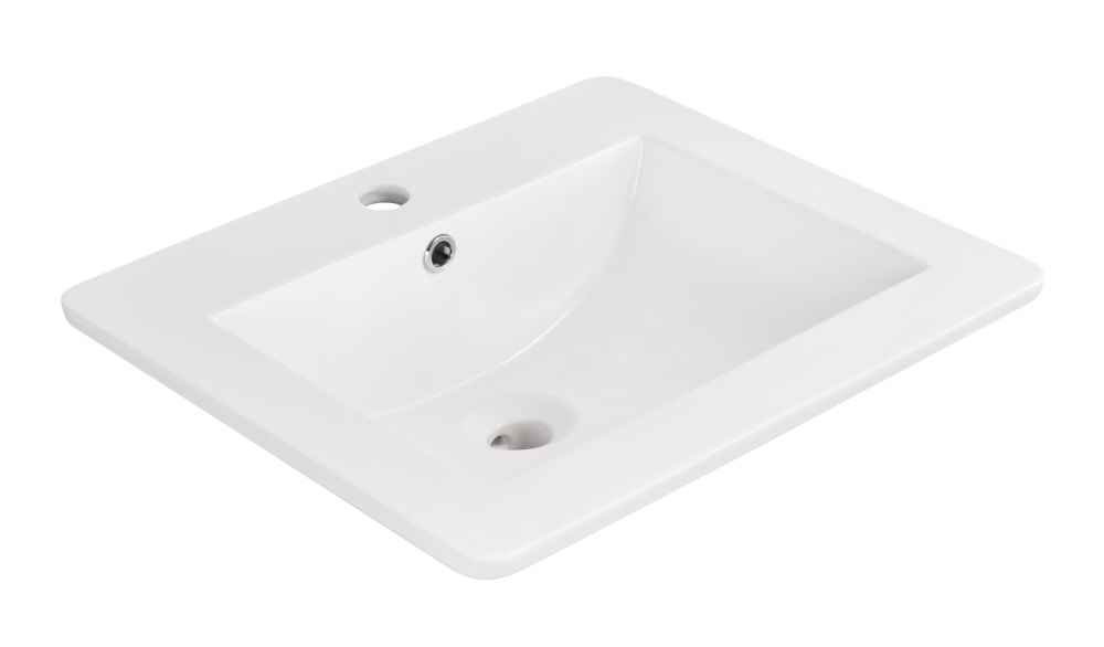 21-in. W 1 Hole Ceramic Top Set In White Color