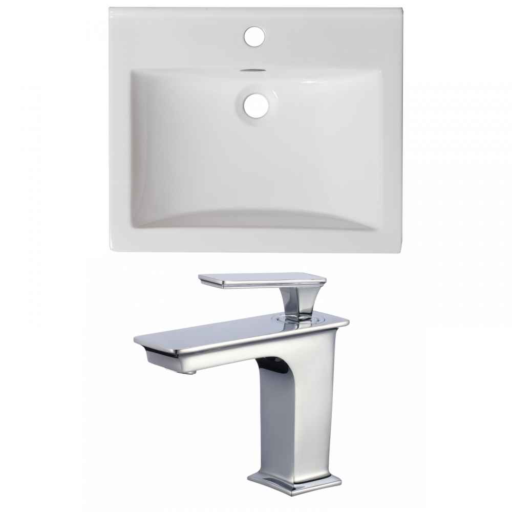 21-in. W 1 Hole Ceramic Top Set In White Color