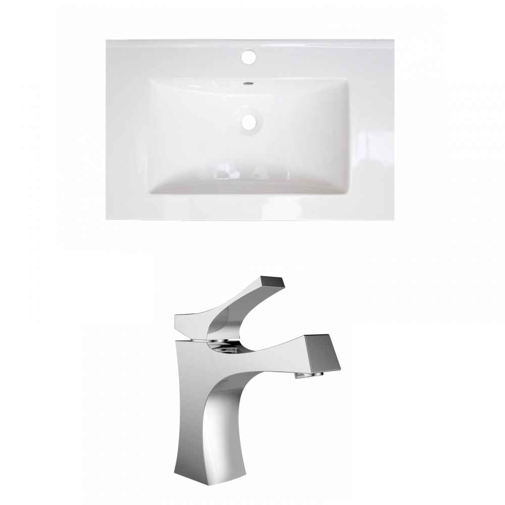 25-in. W 1 Hole Ceramic Top Set In White Color