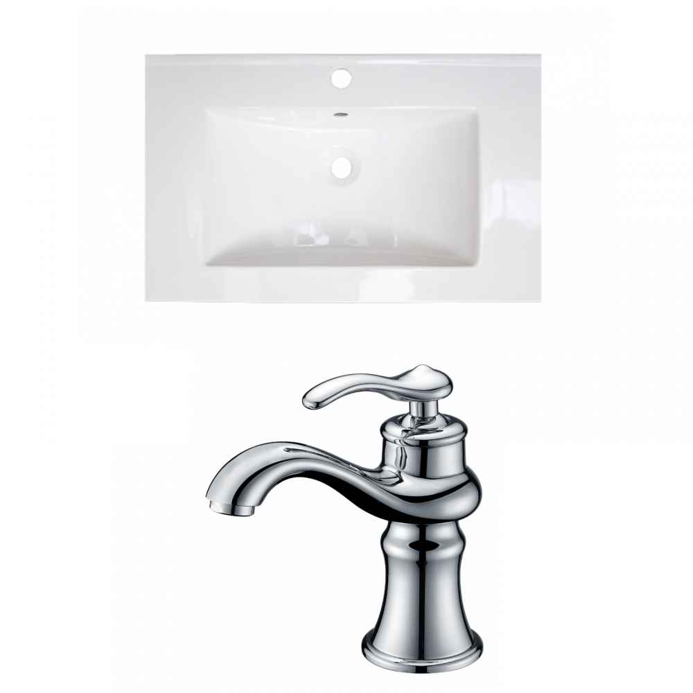 25-in. W 1 Hole Ceramic Top Set In White Color