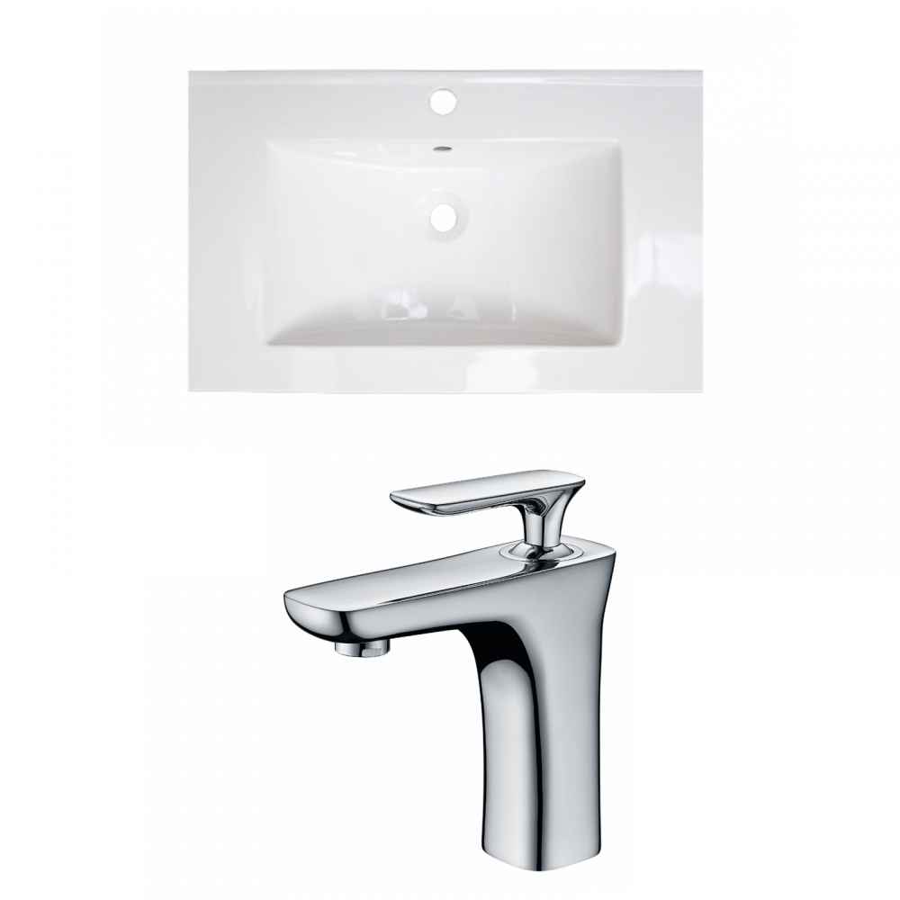 25-in. W 1 Hole Ceramic Top Set In White Color
